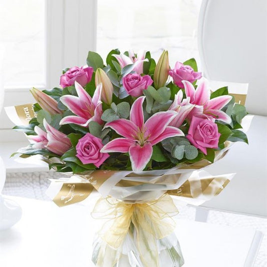 Rose And Lily Hand Tied